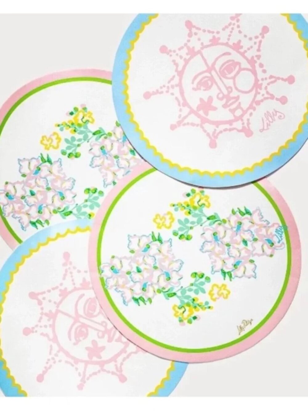 NWT Lilly Pulitzer Reversible Round Wipeable Placemats - Set of 4